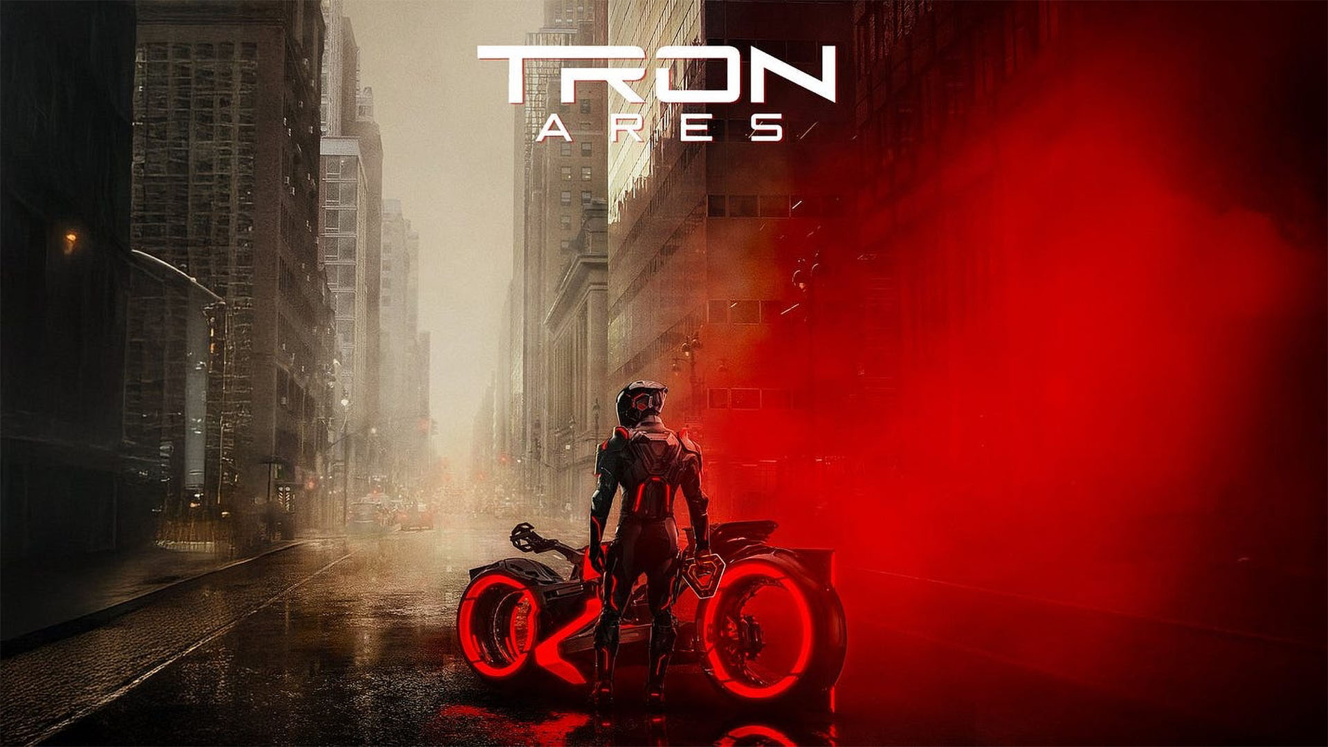 Tron: Ares poster image showing a Lightcycle.