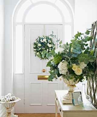 Simon Lycett flower arrangement bouquet in hallway