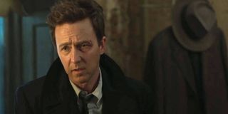 Motherless Brooklyn Edward Norton pulling a concerned face