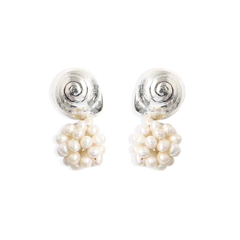 Thia Earrings - Silver With Pearl