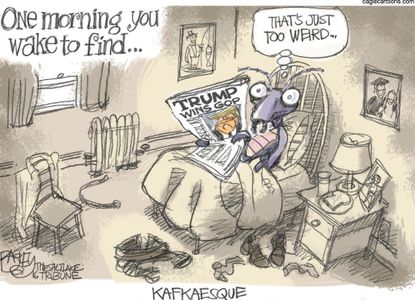 Political Cartoon U.S. Trump Kafkaesque