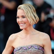 Leslie Bibb attends the "Frankenstein" red carpet during the 82nd Venice International Film Festival on August 30, 2025 in Venice, Italy.