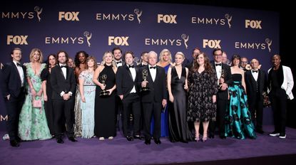 Cast and crew of 'Saturday Night Live' pose with awards for Outstanding Variety Sketch Series in the press room during the 71st Emmy Awards at Microsoft Theater on September 22, 2019 in Los Angeles, California.