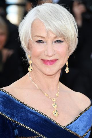 Helen Mirren is pictured with grey hair whilst attending the screening of "Girls Of The Sun (Les Filles Du Soleil)" during the 71st annual Cannes Film Festival at Palais des Festivals on May 12, 2018 in Cannes, France.