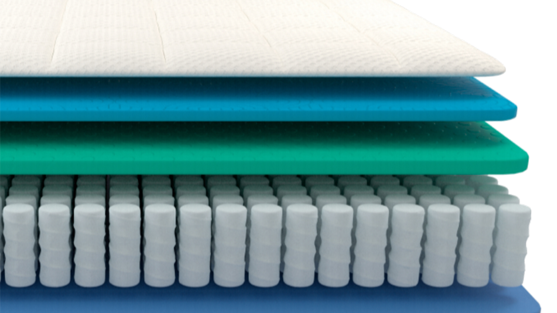 DreamCloud Luxury Hybrid mattress review: image shows a cut away of the mattress revealing the five different layers and what they are made of