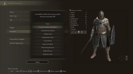 Elden Ring keepsake items list character creation