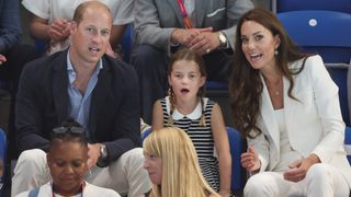 The Duke and Duchess of Cambridge and their daughter Princess Charlotte of Cambridge visit the morning session of the Swimming