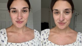 Beauty Editor Jess Beech before and after using Il Makiage No Filter Poreless Base Smoothing Primer