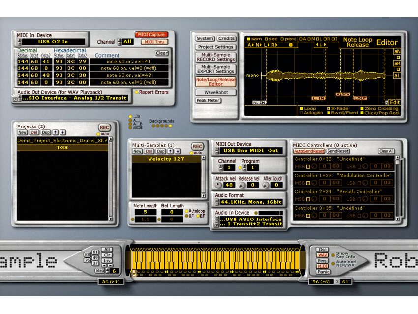The SampleRobot interface is divided into distinct sections.