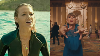 Blake Lively in The Shallows and Taylor Swift in the music video for "Delicate."