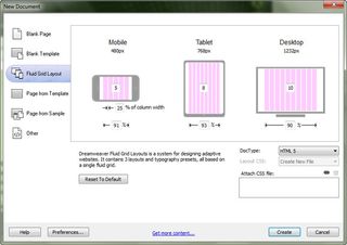 Fluid responsive grids in Dreamweaver CS6