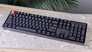 A black Keychron K10 V2 mechanical custom keyboard