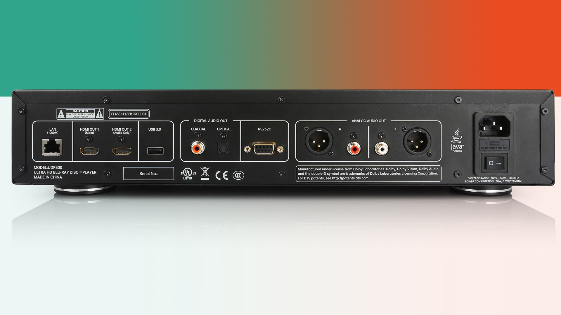 Magnetar UDP800 rear, showing all of its ports