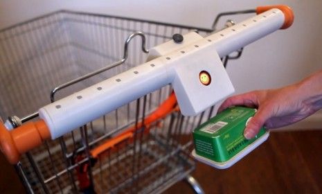 When the Lambert Shopping Trolley Handle flashes a smiley face it means that one product is a better purchase than another. 