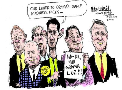 Political cartoon U.S. GOP 2016 March Madness
