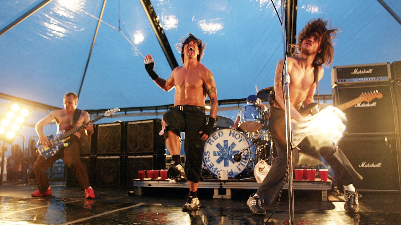 Red Hot Chili Peppers perform on Ellis Island in New York on the day By The Way was released