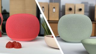 Google Home Speaker in red and green