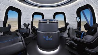 Image of interior of Blue Origin's New Shepard capsule