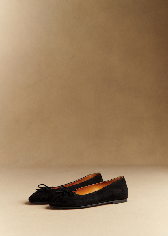 Agathe Low Ballerinas - Black - Goat Leather - S&eacute;zane