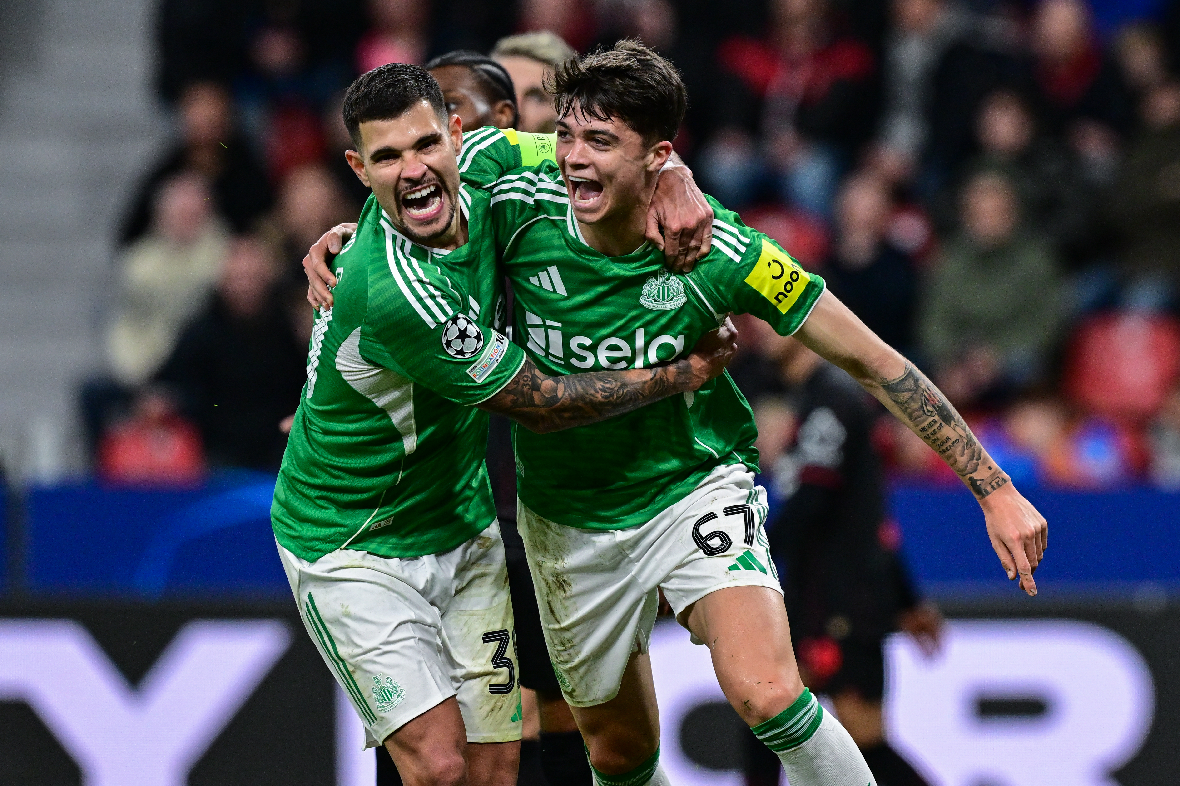 LEVERKUSEN, GERMANY - DECEMBER 10: The UEFA Champions League 2025/26 League Phase MD6 match between Bayer 04 Leverkusen and Newcastle United FC at BayArena on December 10, 2025 in Leverkusen, Germany. (Photo by Serena Taylor/Newcastle United via Getty Images)
