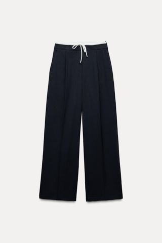 Wide-Leg Trousers With Double Waistband