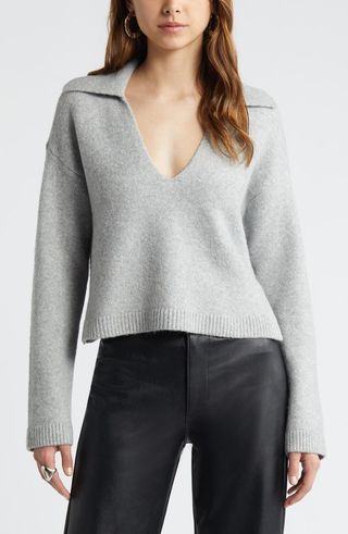 Johnny Collar Boxy Crop Sweater