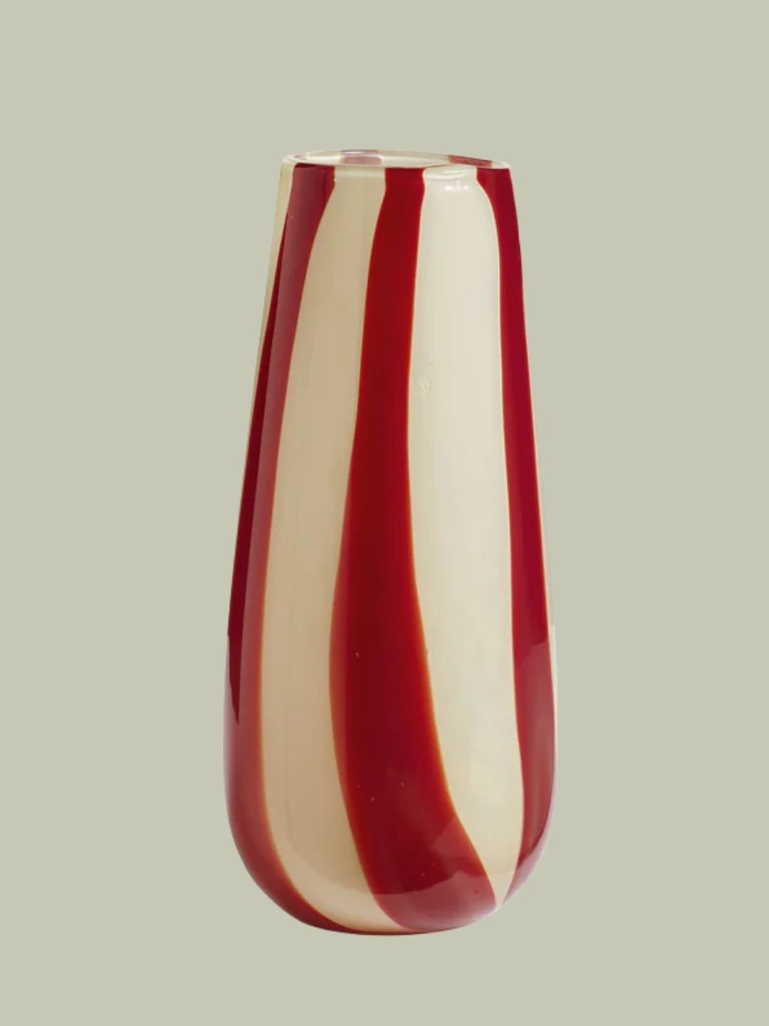 OKA, Twistle Glass Vase in Red/Antiqued White
