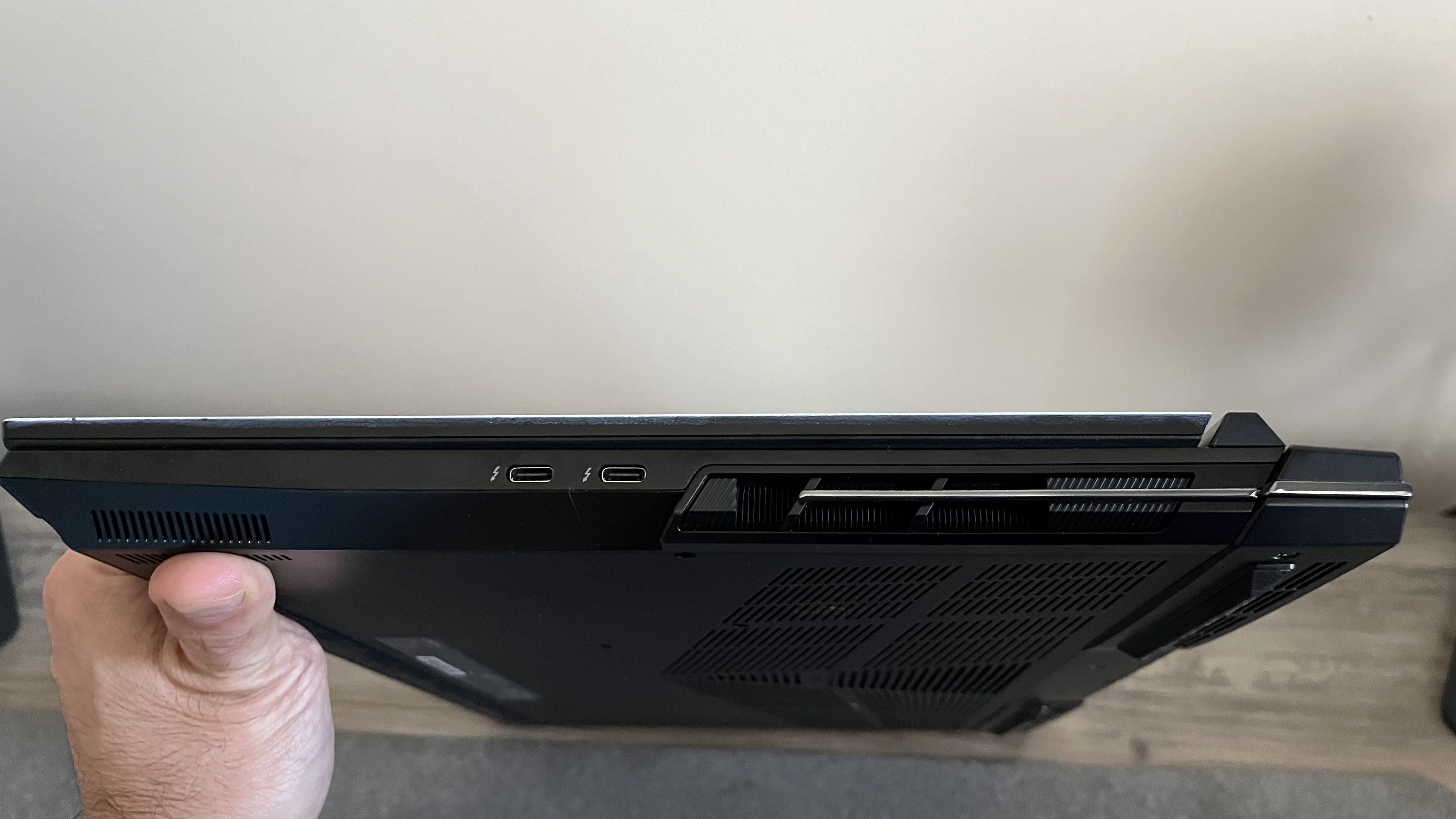 Origin EON17-X v2 gaming laptop's left side port selection