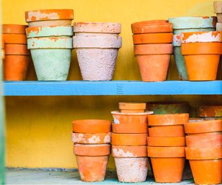 Flower pots stacked up