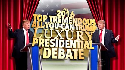 Stephen Colbert moderates a Trump vs. Trump debate