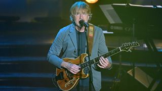 US guitarist from band "Phish" Trey Anastasio performs onstage during the Songwriters Hall of Fame 2024 induction and awards gala at the New York Marriott Marquis Hotel in New York City on June 13, 2024