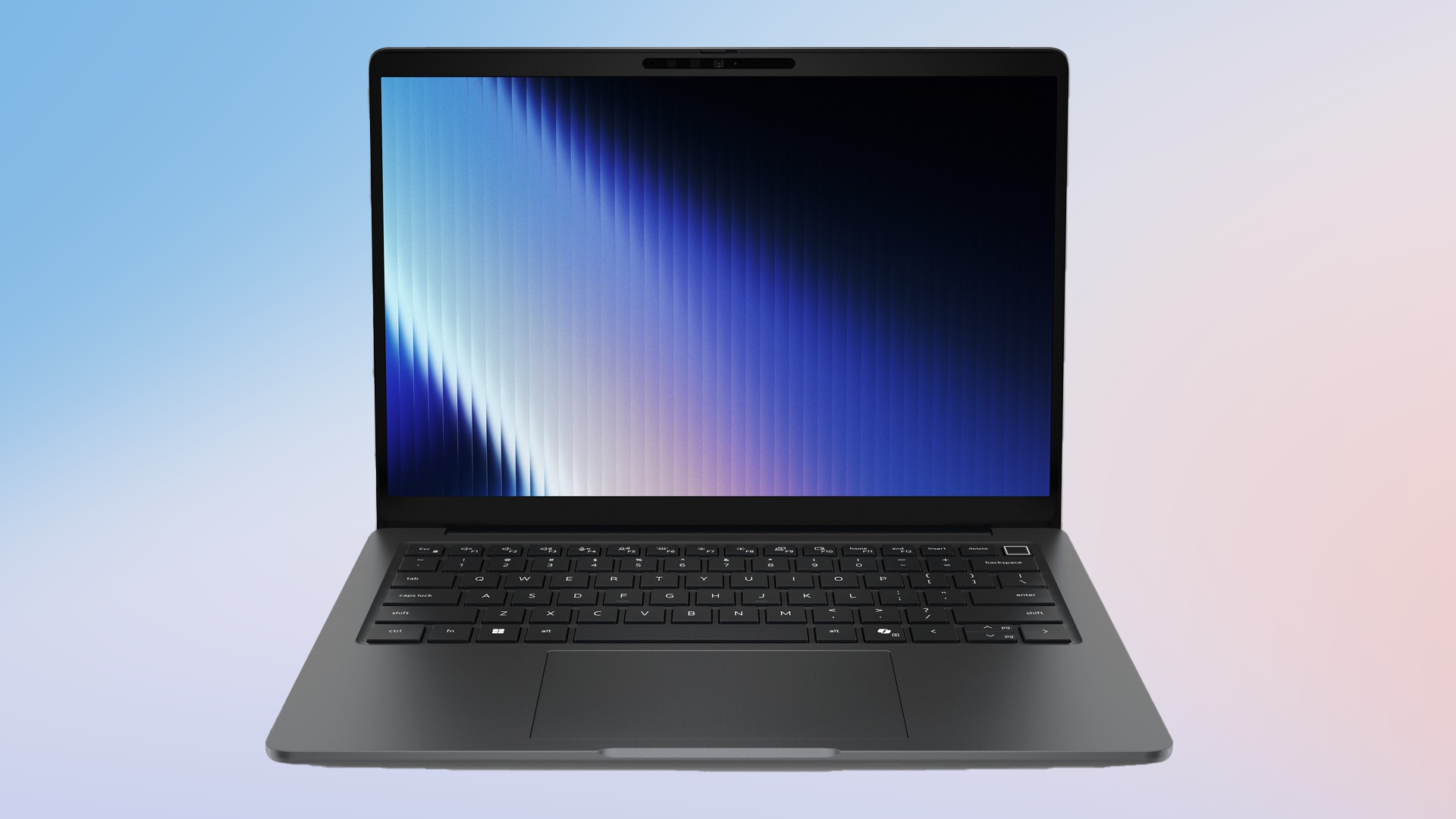 Dell Pro 7 laptop seen front-on showing screen and keyboard