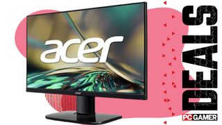 Acer gaming monitor on a pink deals background