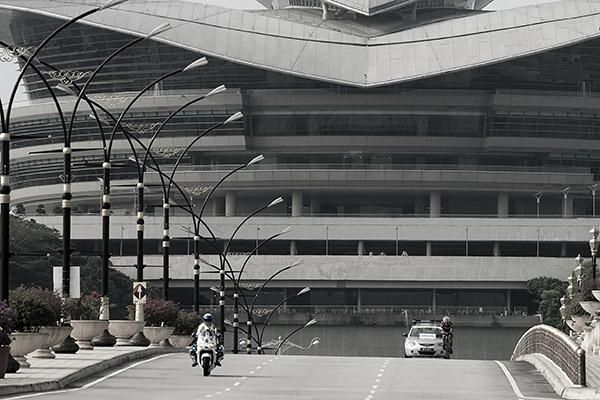 A rider makes his way over a bridge in Putrajaya
