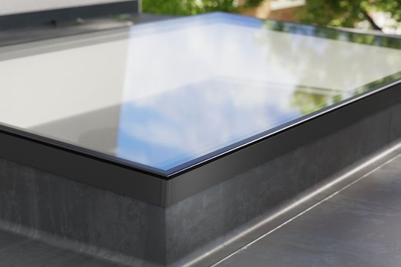 A roof light above a kitchen extension