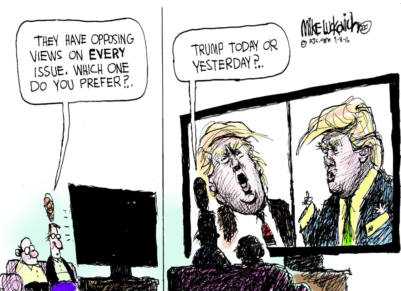 Political cartoon U.S. 2016 election Donald Trump