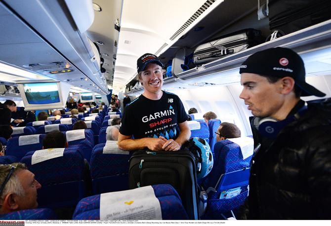 Tyler Farrar on the plane