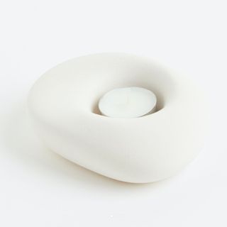 H&M Stoneware Tea Light Holder in white