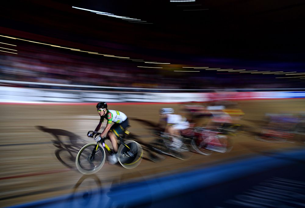 Callum Scotson of Australia competes in the Mens Chase on day three of the London Six Day
