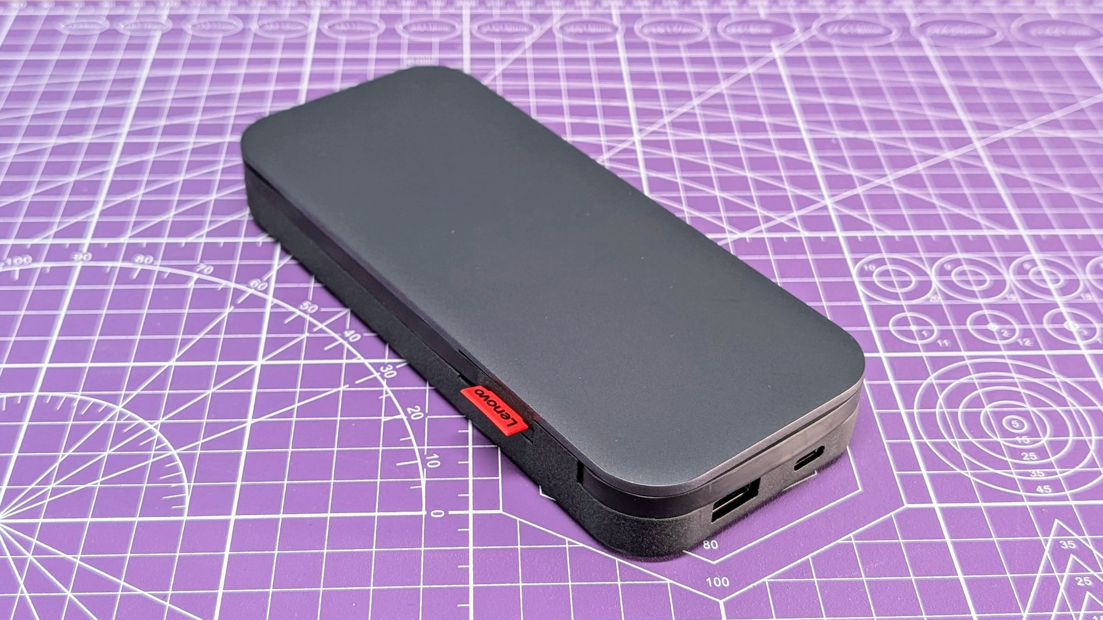 Lenovo Go USB-C laptop power bank from the top front