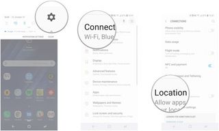 Launch settings, tap Connections, tap Location