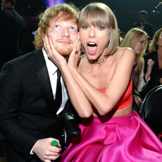 Ed Sheeran and Taylor Swift attends The 58th GRAMMY Awards at Staples Center on February 15, 2016 in Los Angeles, California