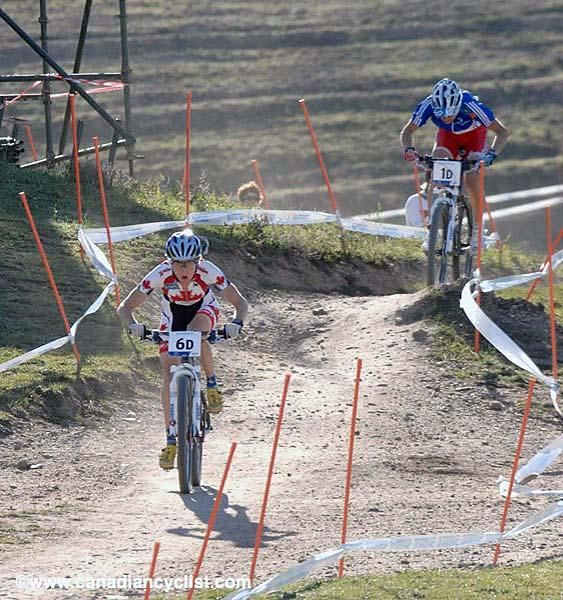 Catharine Pendrel works hard to hold off Rode Ravanel.