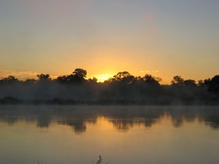 Sunset over the Okavango delta.