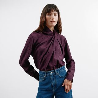 Jacquard Twist Neck Top