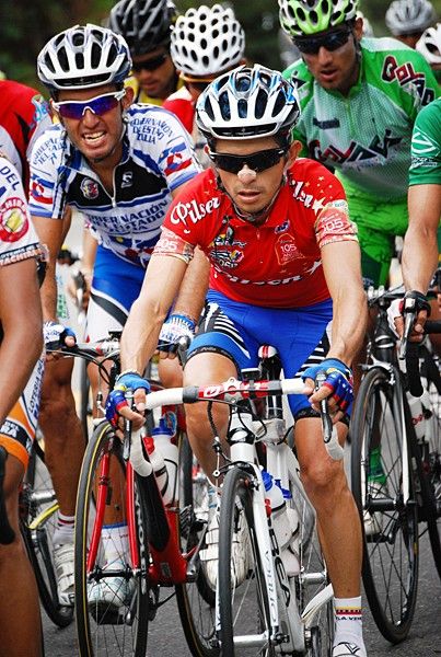 Race leader Jose Rujano keeping it real in the bunch during stage 11.