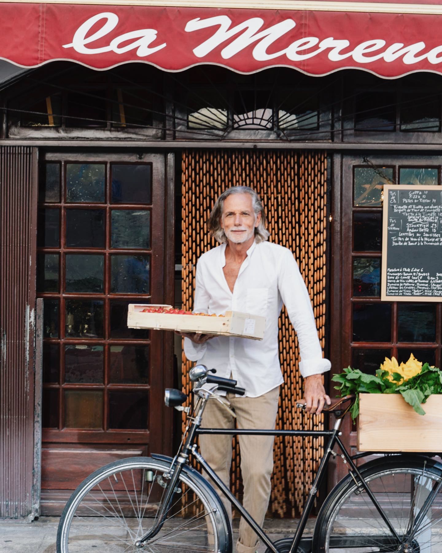 Dominique Le Stanc outside La Merenda restaurant