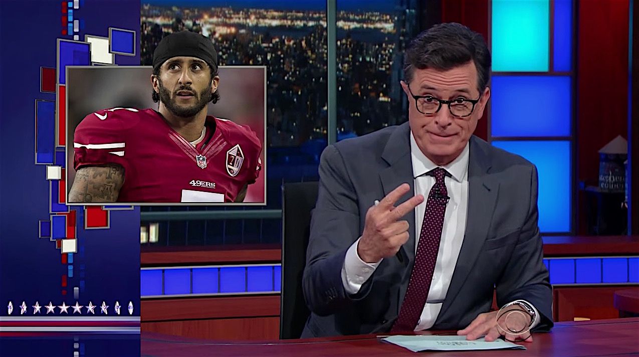 Stephen Colbert tackles the 49ers flap