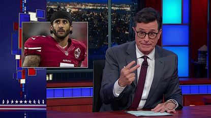 Stephen Colbert tackles the 49ers flap
