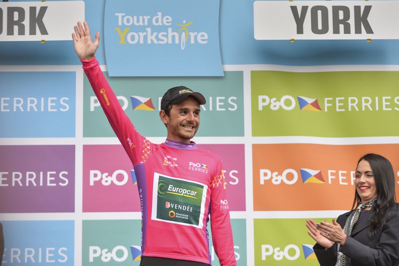 Perrig Qu&eacute;m&eacute;neur (Europcar) in the mountains jersey